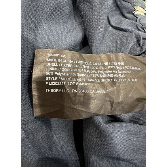 Theory Ralfinn Floral Ikat Silk Camp Short in Navy Size M - Picture 4 of 4
